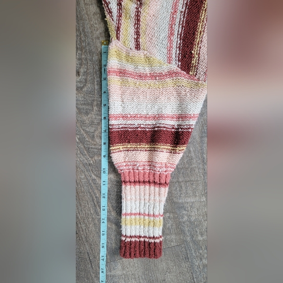 Billabong Cropped Sweater Women's S Cream & Red 100% Cotton Rough Knit  Dolman S - Picture 13 of 14